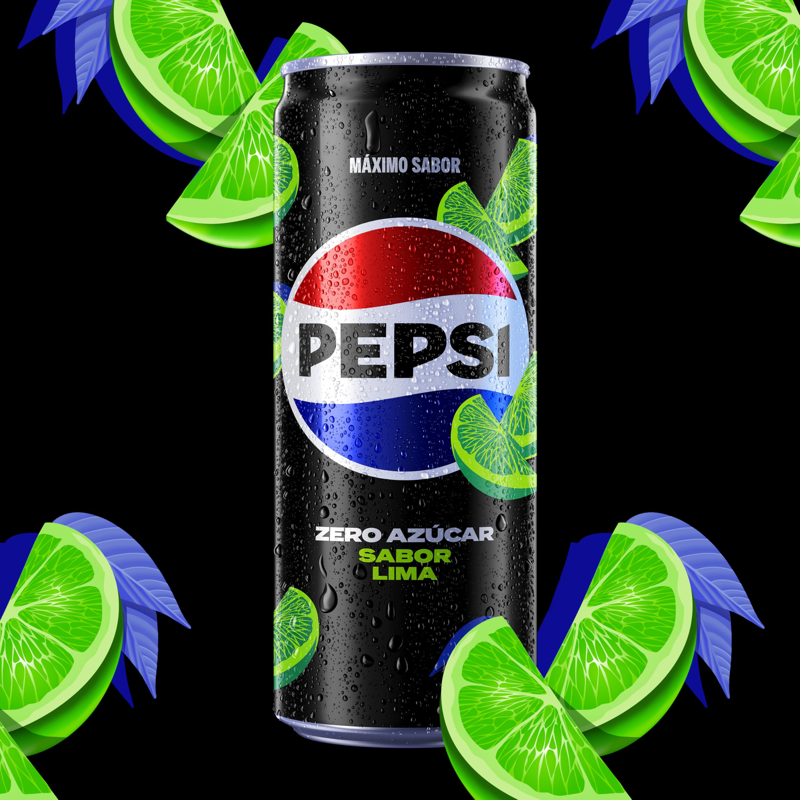 Pepsi Zero Lime, Zero Sugar, 330 ml – Packung mit 24 Dosen