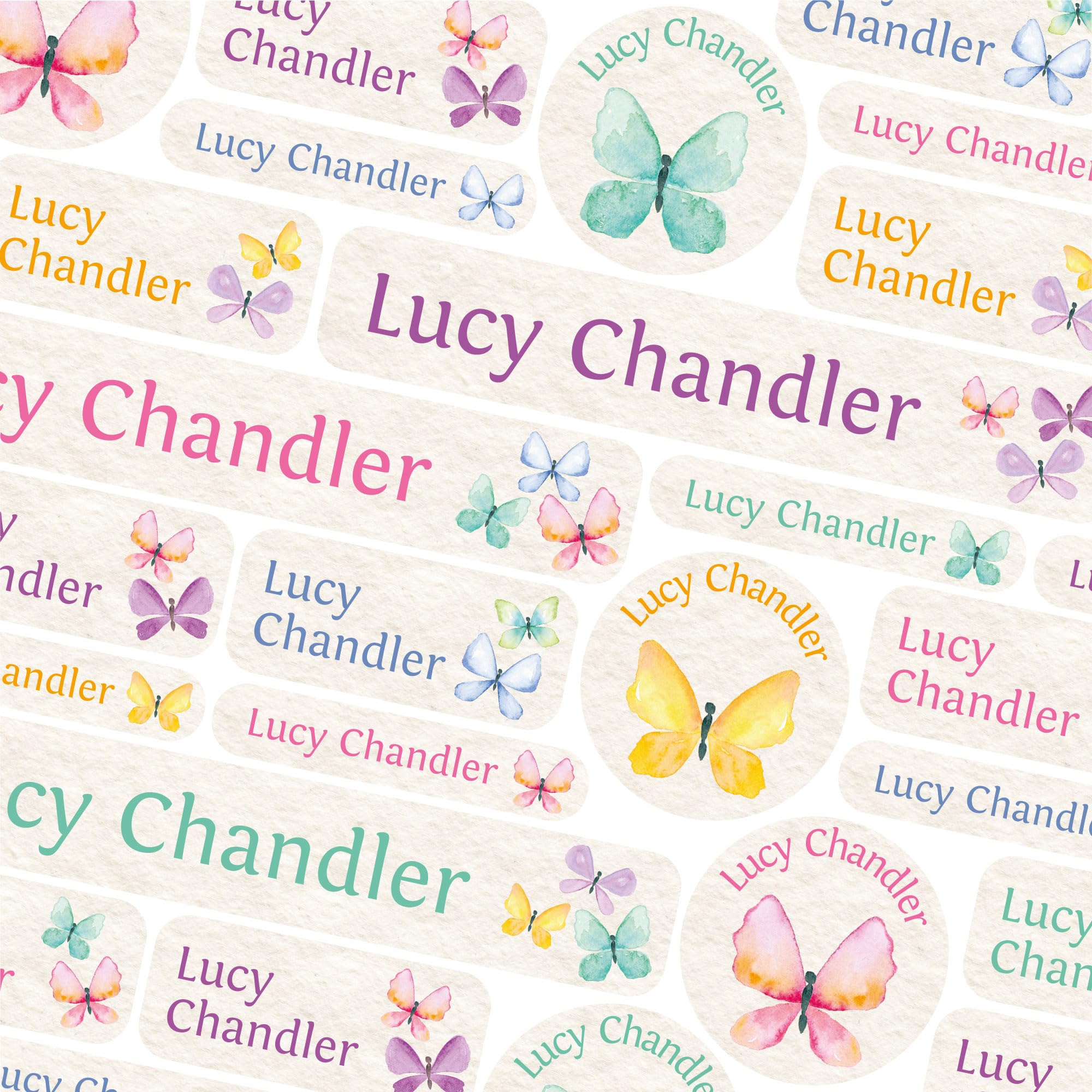 123 Name Labels for Care Homes No Iron Name Tags for Residential Care Hospital Name Stickers for Adults for Clothing, Pill Boxes, Mobility Aids, Slippers, Washable and Dishwasher Safe (Butterflies)