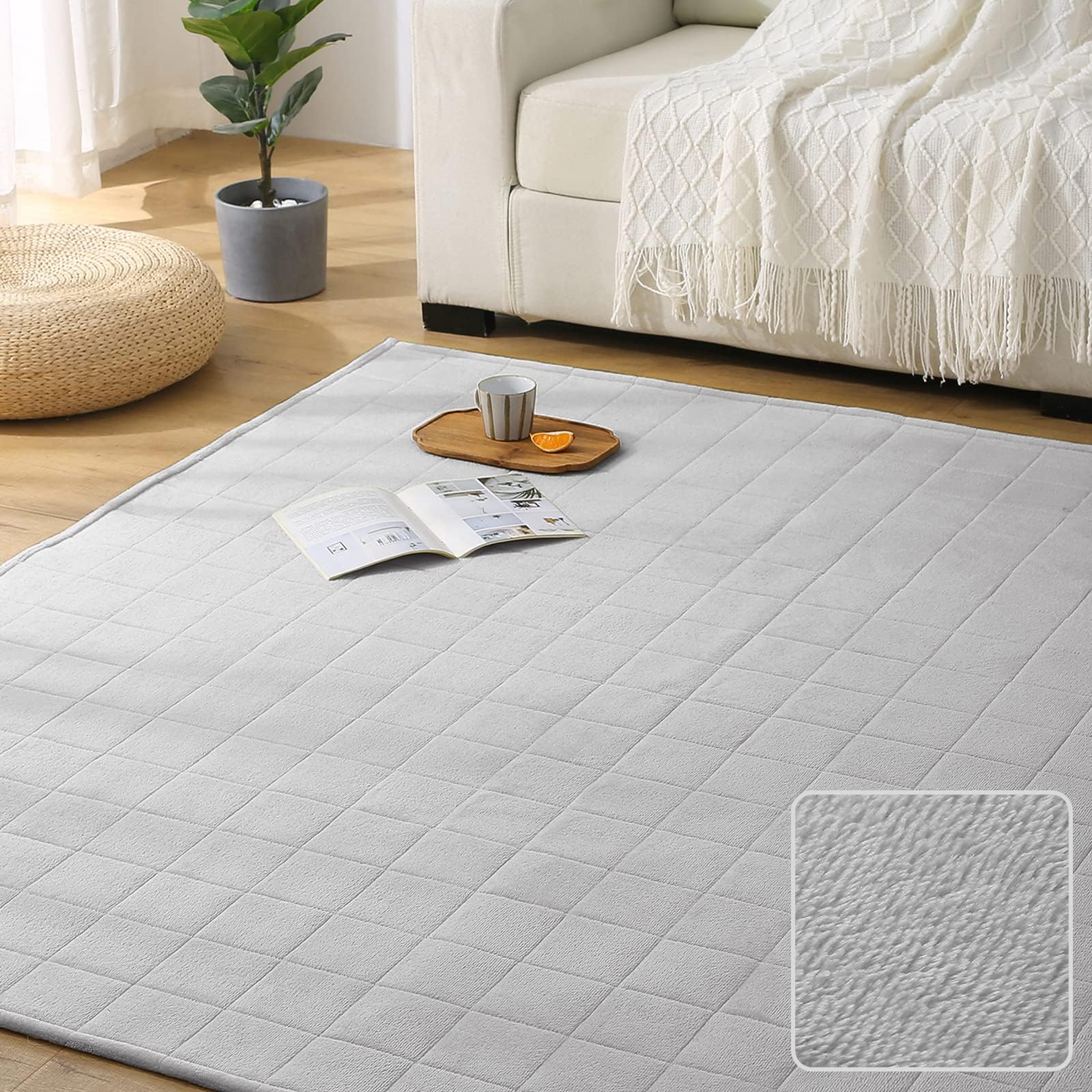 Amazon|フリーリー ラグ カーペット 綿100% 185×185cm キルティングラグ 洗える 2畳 カーペット ラグマット 洗える ...