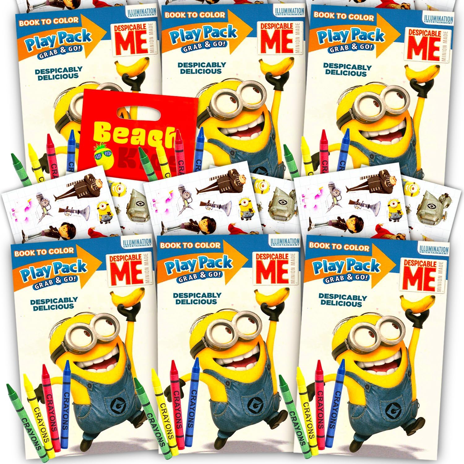 Ultimate Favors Packs -- 6 Sets with Stickers, Coloring Books and Crayons (