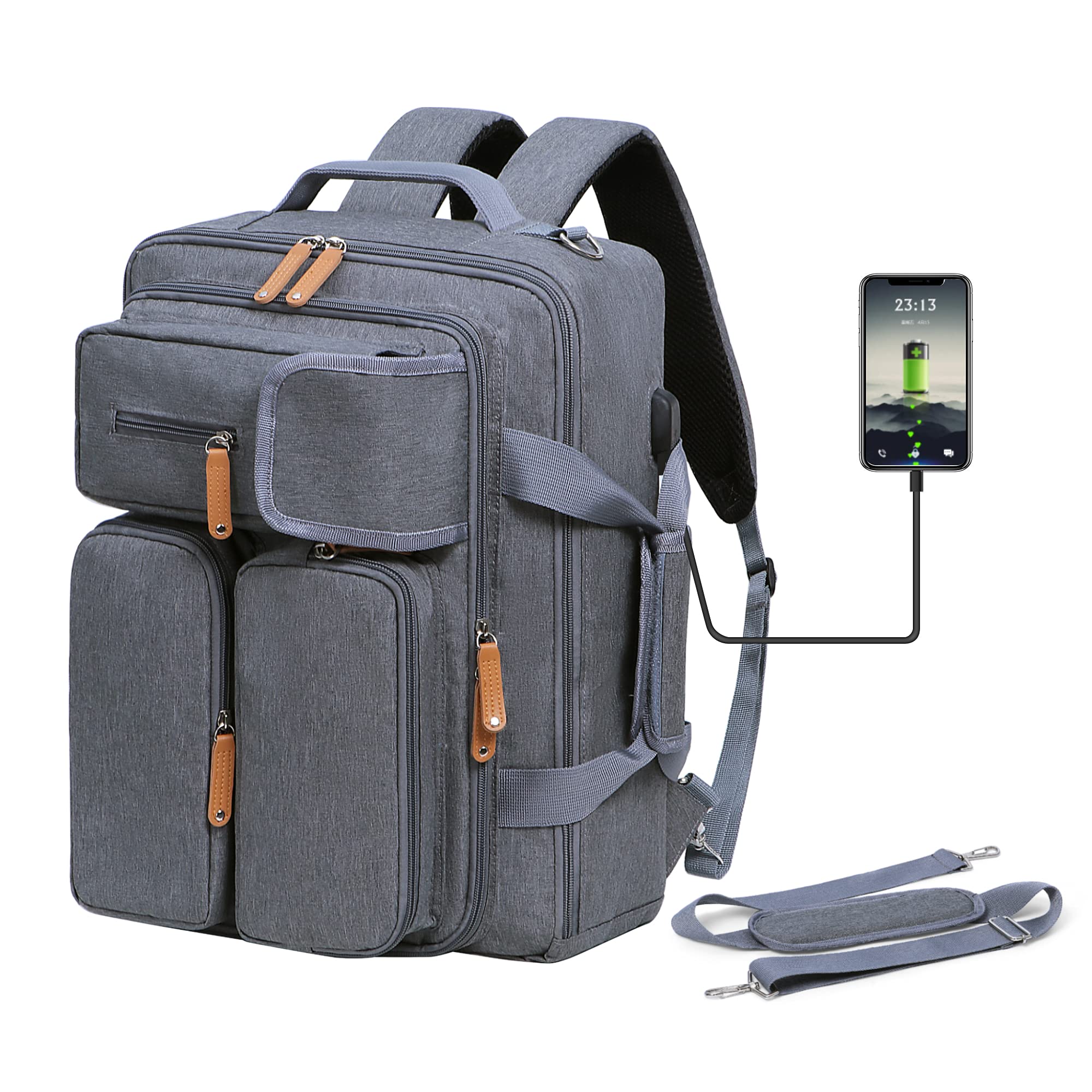 MOMIGO Baby Diaper Backpack - Large Capacity Waterproof Nappy Bag with Insulated Pockets and 14-inch Laptop Compartment, Large Daypack Business Weekender Luggage Backpack for Momm Dad ?Grey