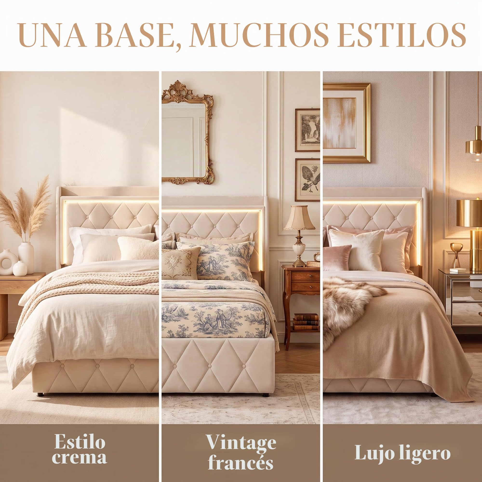 DADEA Cama Tapizada 160x200 con Almacenaje, Cama Doble Matrimonio Moderna con LED y USB, Camas Matrimoniales Tapizadas con CanapéCama Canape 160x200 con Cabecero Camas Adultos con Somier, Sin colchón