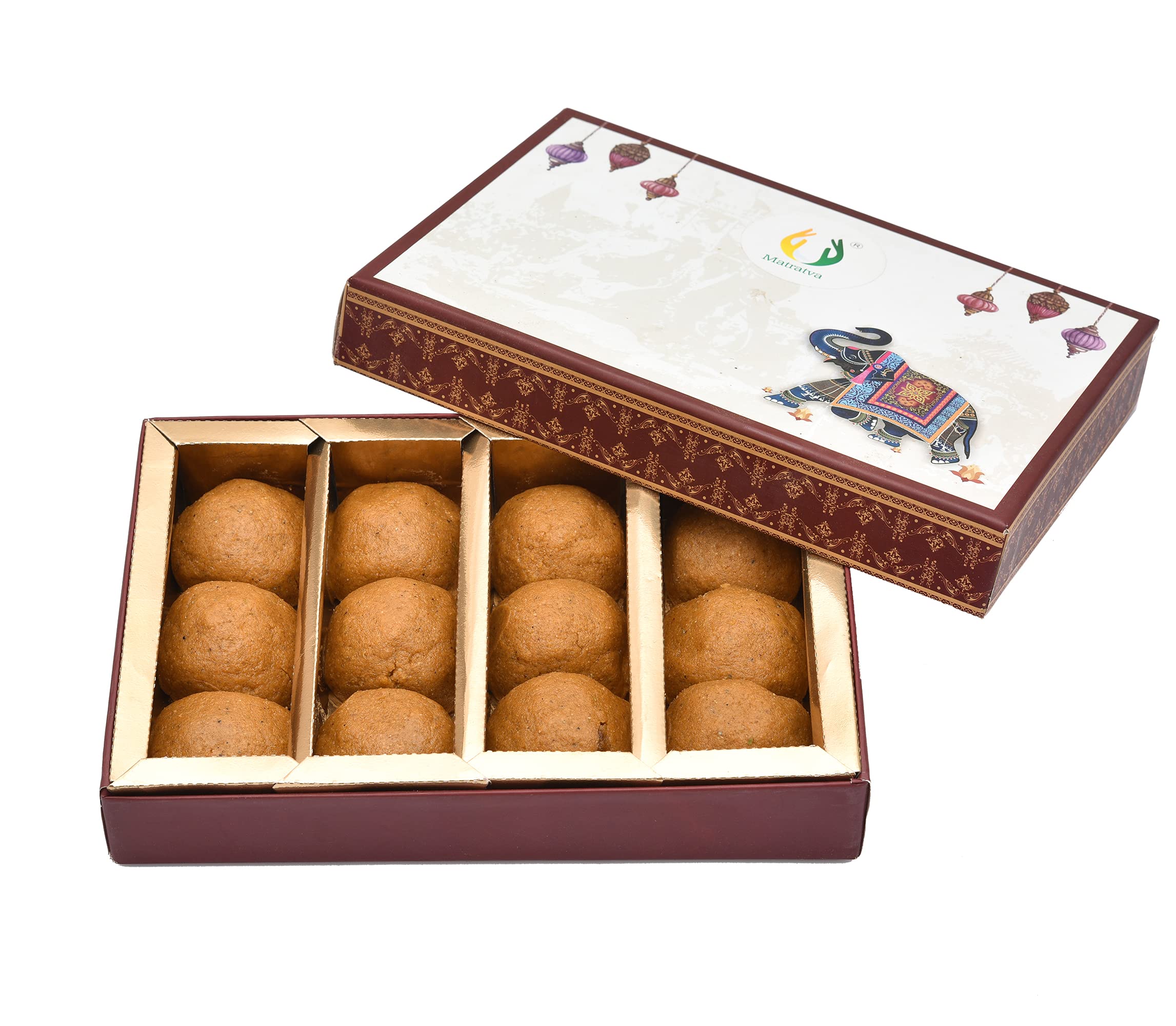 Matratva Soft Desi Ghee Organic Besan Ladoo 500 gm | Made with Pure Desi Gir Cow A2 Ghee & Desi Khand | Organic Besan Laddu Laddo | Indian Sweets Mithai Box | No Added Colour or Preservatives (B09CB553K3) Amazon Price History, Amazon Price Tracker