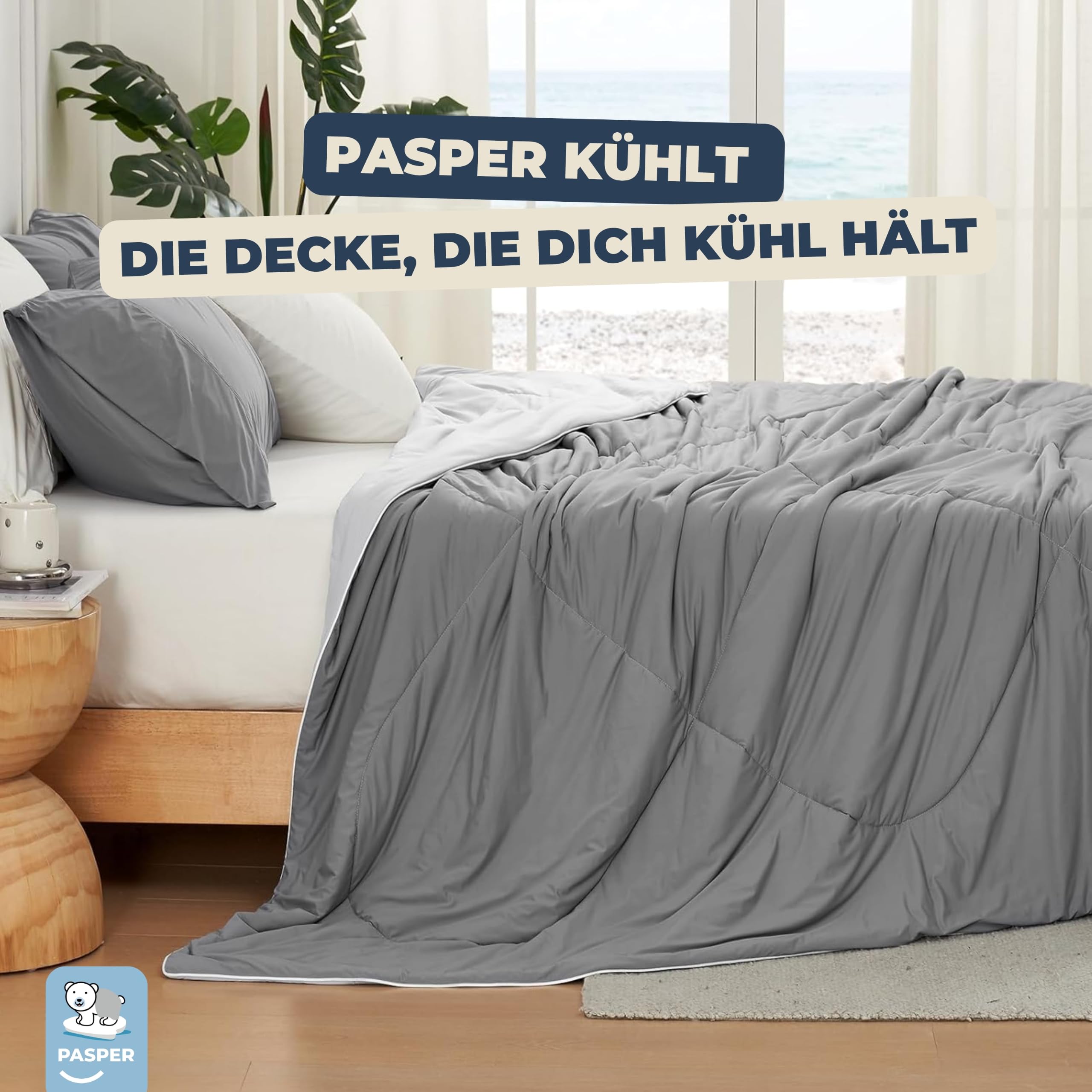 Pasper Kühldecke 200 x 220 cm - Q-max 0.5 - Sommer Gewichtsdecke | Kühlender Schlafkomfort mit angenehmem Gewicht