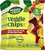 Vista 1 de Heaven & Earth Veggie Chips, Root Vegetable Medley Chips 1oz (6 Pack) Thin & Crisp Perfect Snack & Salad Topper Non GMO Certified Kosher