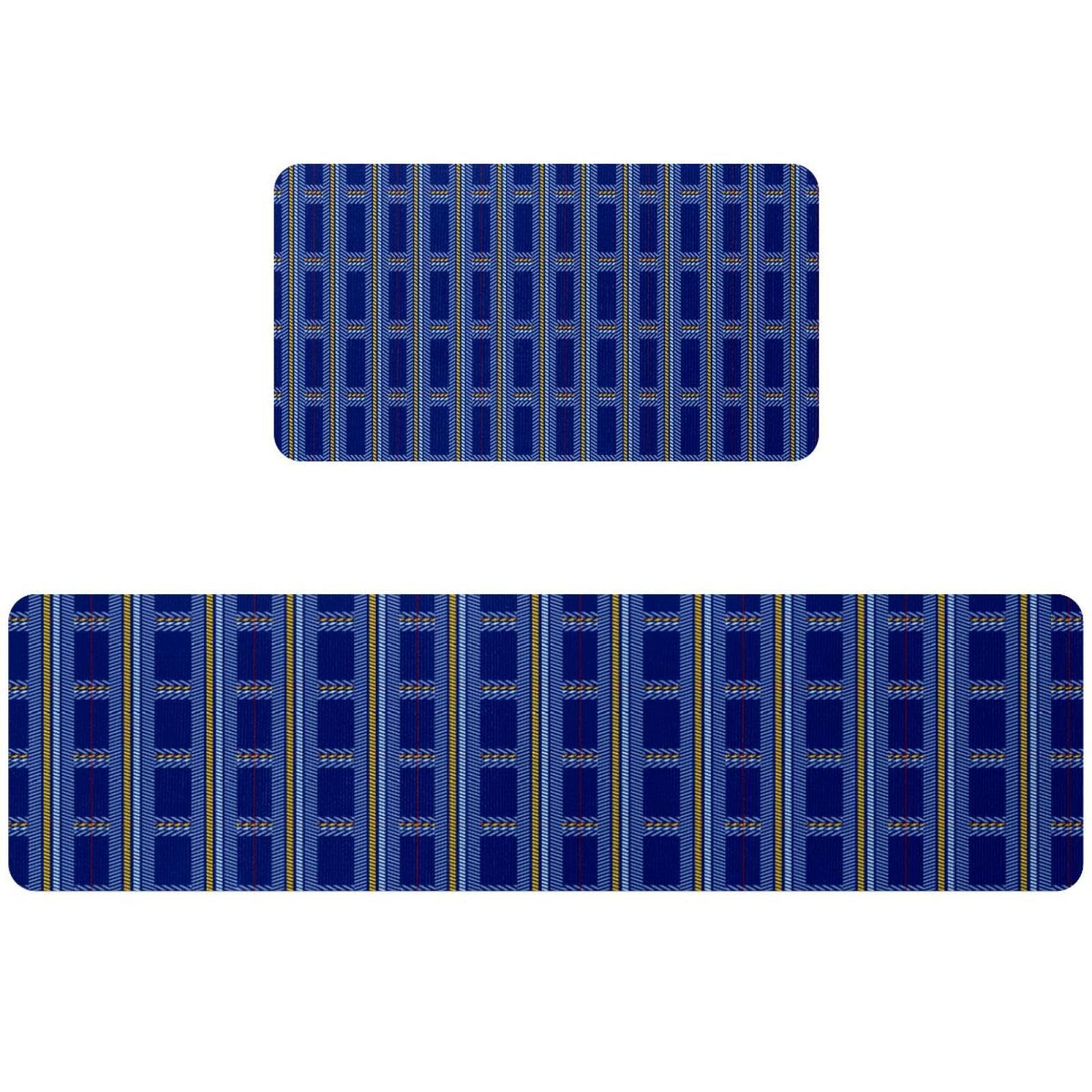 Tapis de cuisine bleu écossais idéal pour couloir et buanderie