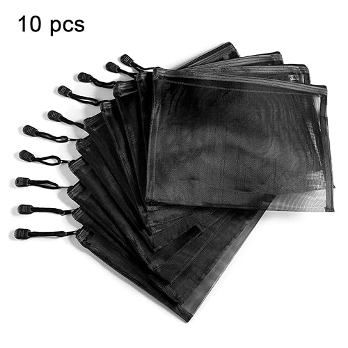 Miniatura 4 de Norme 10 bolsas de malla negra, bolsas de maquillaje, bolsas de organizador de viaje para cosméticos, bolsa de malla con cremallera, estuche para