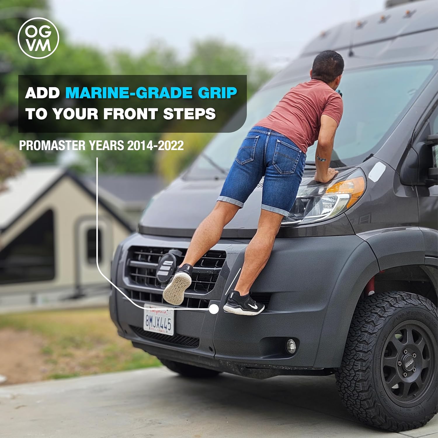 OpenGlass Van Mods - Ram Promaster Front Bumper Step Grips (2 Pack) - Ram Promaster Accessories to Safely Access Your Windshield Made with Marine Grade Material, Easy Installation, Models 2014-2022