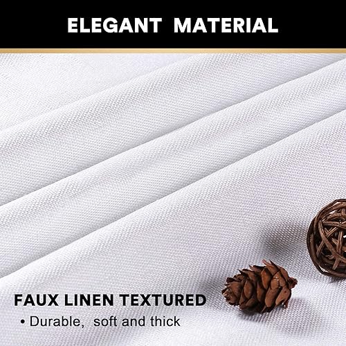 Miniatura 4 de Cortinas 100 % blackout para sala de estar, con aspecto de lino natural y forro de aislamiento térmico blanco