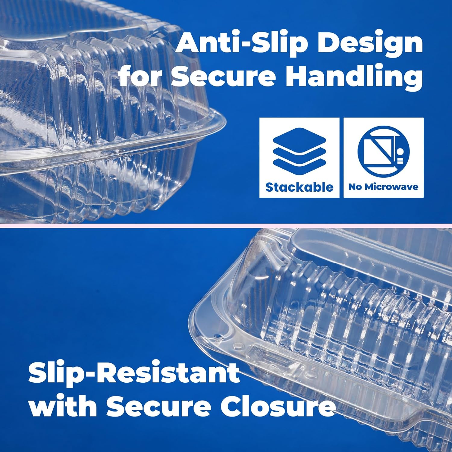 Fit Meal Prep 250 Pack 12" x 5" x 3" Clear Hinged Plastic Containers, Clamshell Take Out Containers, Bakery To Go Disposable Plastic Container, Ideal for Cake Roll Cookie Pastry Bread Fruit Sandwiches