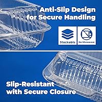 Vista 5 de Fit Meal Prep Paquete de 25 recipientes de plástico transparente con bisagras de 12 x 5 x 3 pulgadas, recipientes de plástico desechables