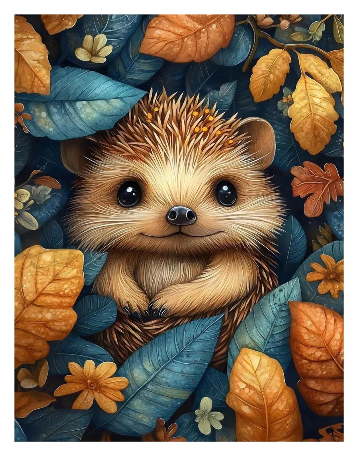Xenite E Xenit Wall Art Canvas Prints Cut Baby Animals In Leaves Posters Prints Vibrant Baby Owl Hedgehog Frog Natur Canvas Painting Wall Pictur Hom Bedroom Decor(,50X70cm)