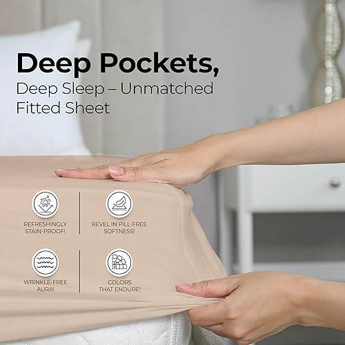 Miniatura 4 de Sábana ajustable, resistente a las arrugas, a la decoloración y a las manchas, hipoalergénicas, incluye un sábana ajustable Utopía Bedding