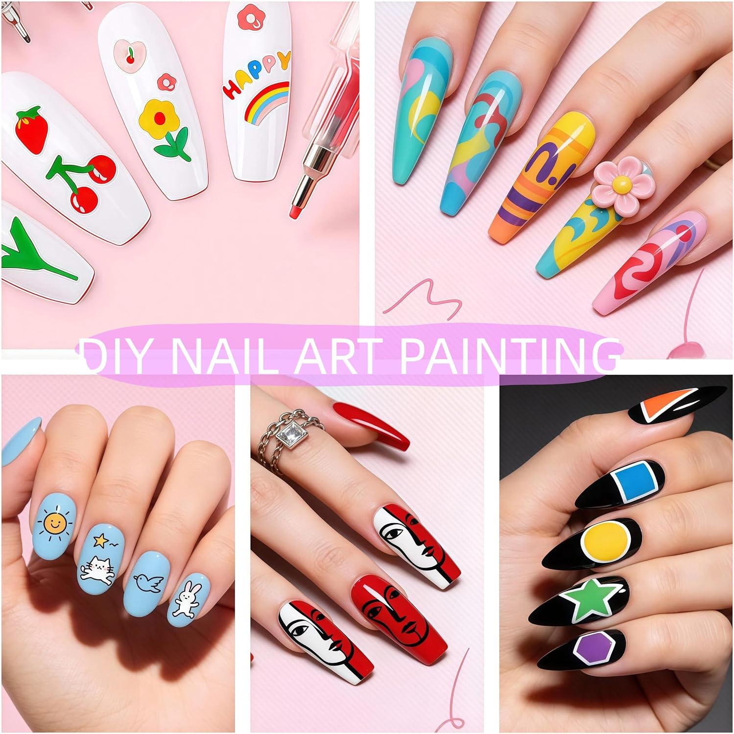 Nail Art Pens Set, Nail Art Marker for Nail Art 12 Colors with Fine Tip, DIY Nail Art Pens for Painting Nails, Water-based Quick Dry DIY Nail Paint Pens for Adults Girls