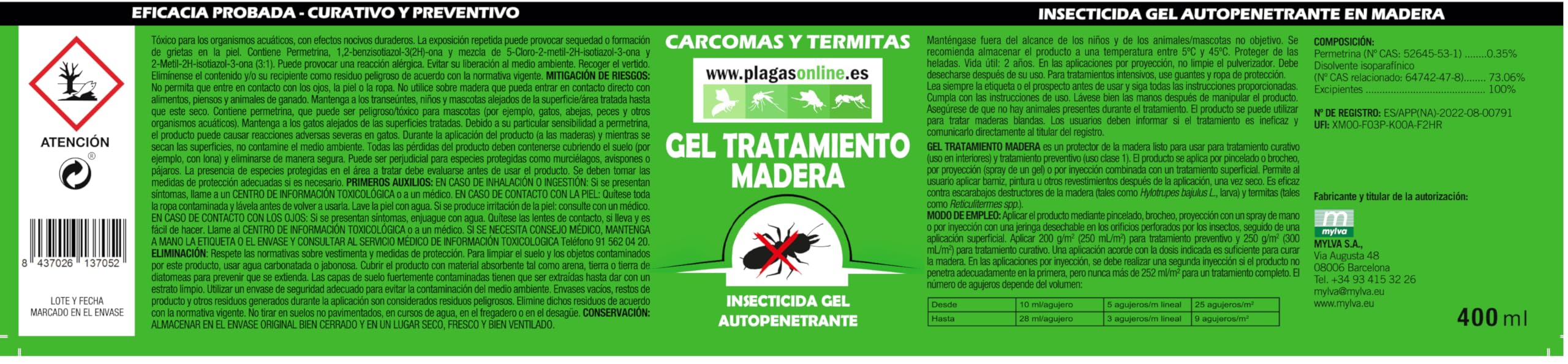 Anti Carcoma y Termitas Madera 400ml – Tratamiento Mata Carcoma Profesional | Eliminar Carcoma en Muebles | Insecticida en Gel: Autopenetrante Curativo y Preventivo (8)