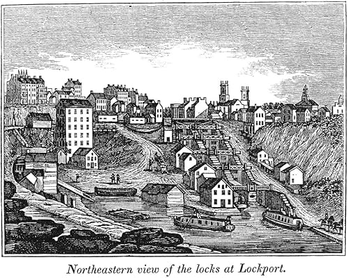 Erie Canal 1842 Northeastern View Of The Locks At Lockport New York Wood Grabado American 1842 Póster impreso por (24 x 36)