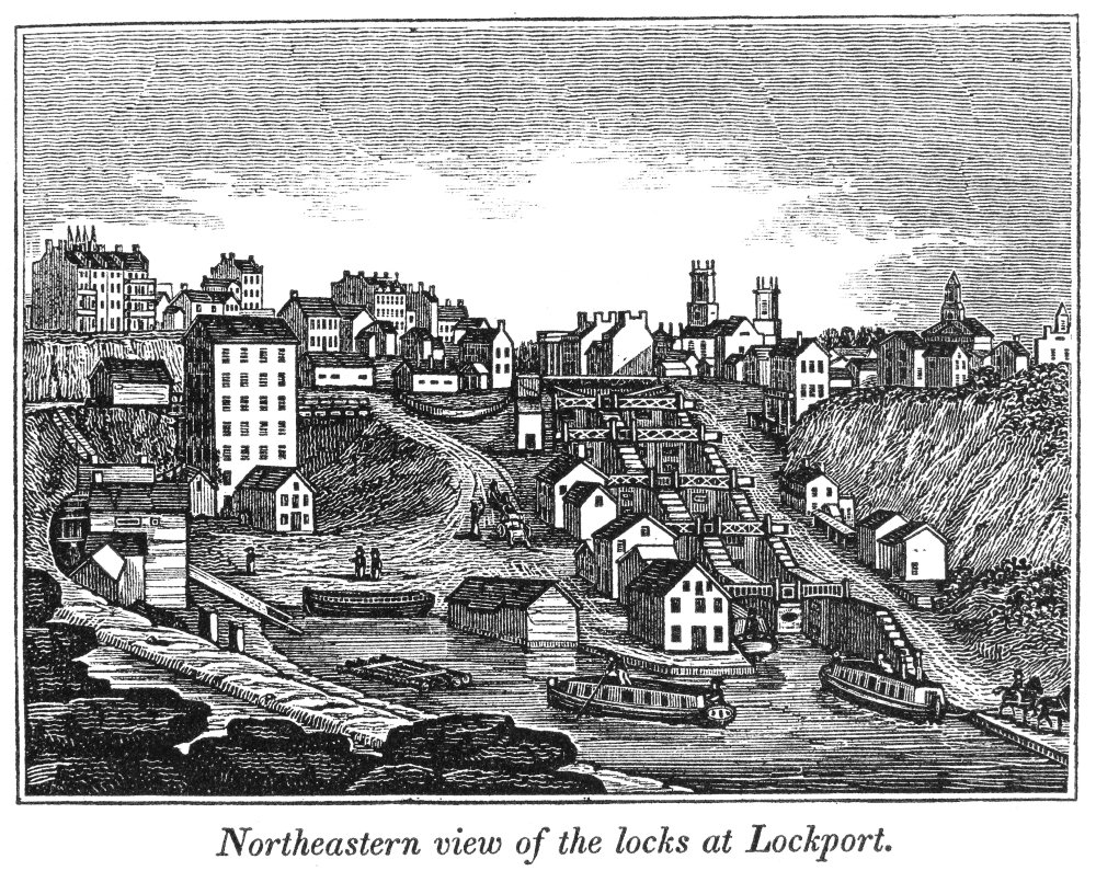 Erie Canal 1842 Nnortheastern View Of The Locks At Lockport New York Wood Engraving American 1842 Poster Print by (24 x 36)