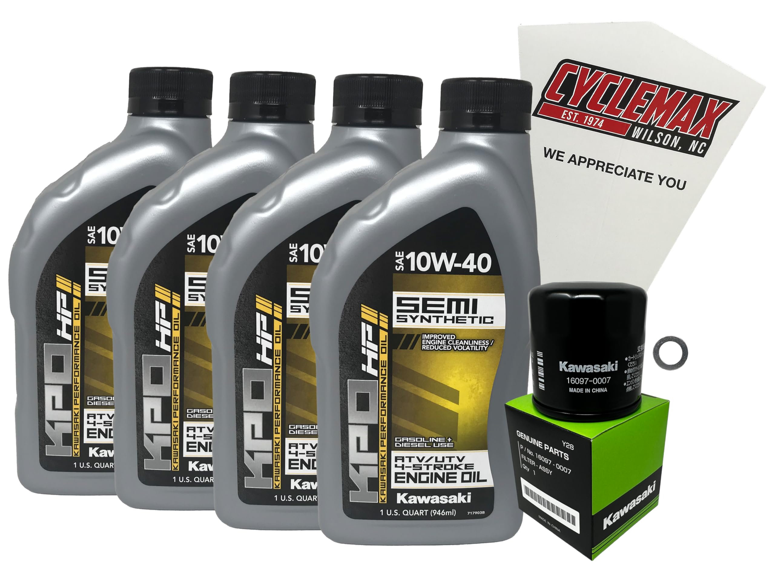 Cyclemax Semi Synthetic Oil Change Kit compatible with 2020-2023 Kawasaki Teryx KRX 1000