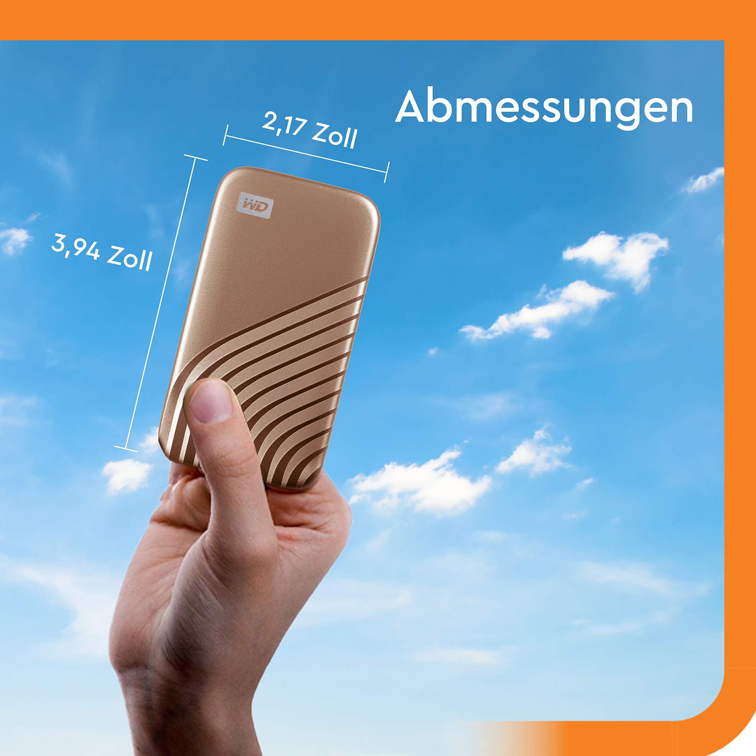 WD My Passport SSD 2 TB mobiler SSD Speicher (NVMe-Technologie, USB-C und USB 3.2 Gen-2 kompatibel, Lesen 1050 MB/s, Schreiben 1000 MB/s) Rose Gold