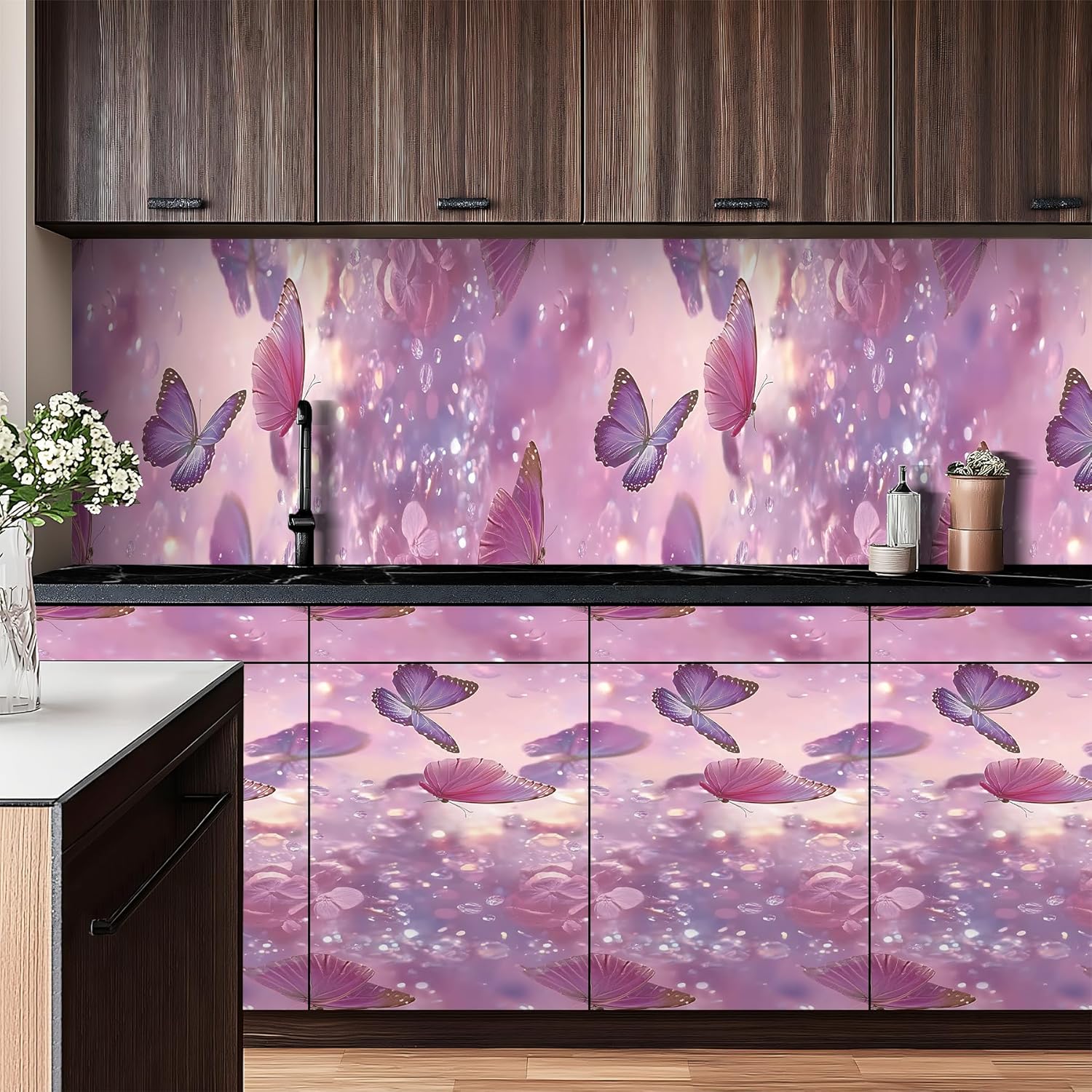 Lavender Dream - Purple Floral Elegance Window Sill Sticker, Non-Pasted Decor for Living Room, Bedroom (MAI-CH2527)