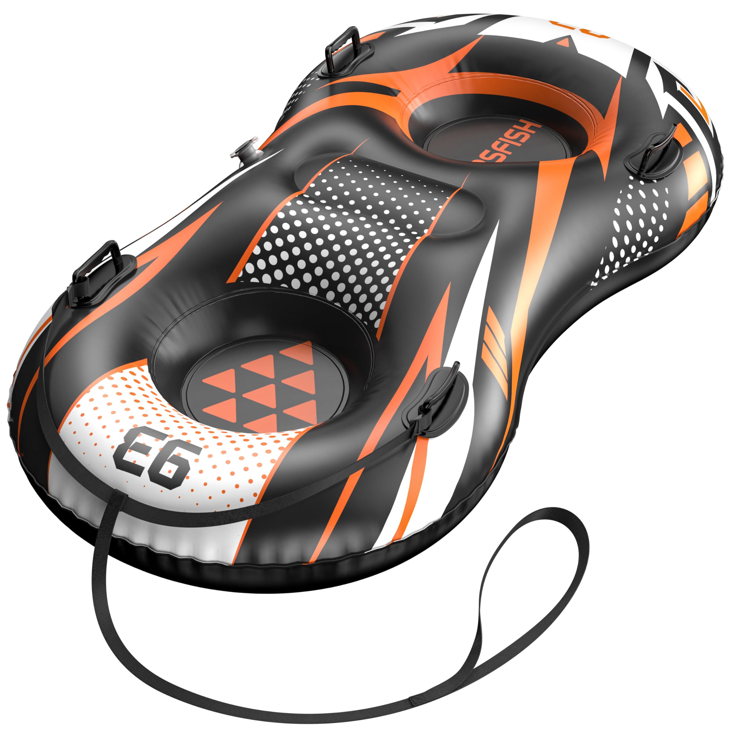 Trineo de nieve inflable 2 asientos con correa remolcable, cubierta resistente, anticongelante