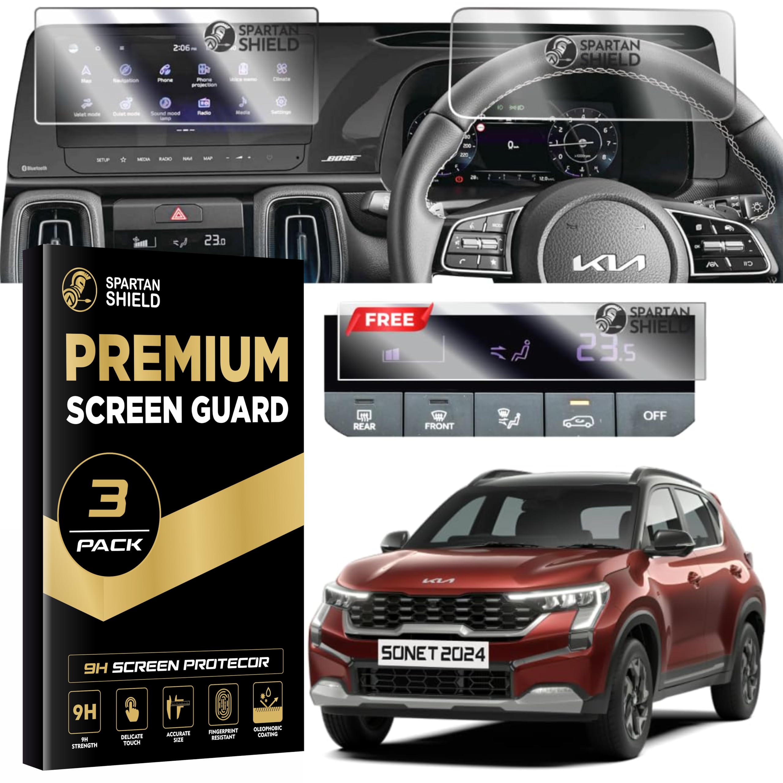 Spartan Shield Screen Guard COMBO For NEW KIA SONET 2024 FACELIFT | 10.25 INCH INFOTAINMENT & INSTRUMENT CLUSTER Protector | HTX+ GTX PLUS X LINE | Car Music System Accessories [Not Tempered Glass] (B0CTKVFK21) Amazon Price History, Amazon Price Tracker