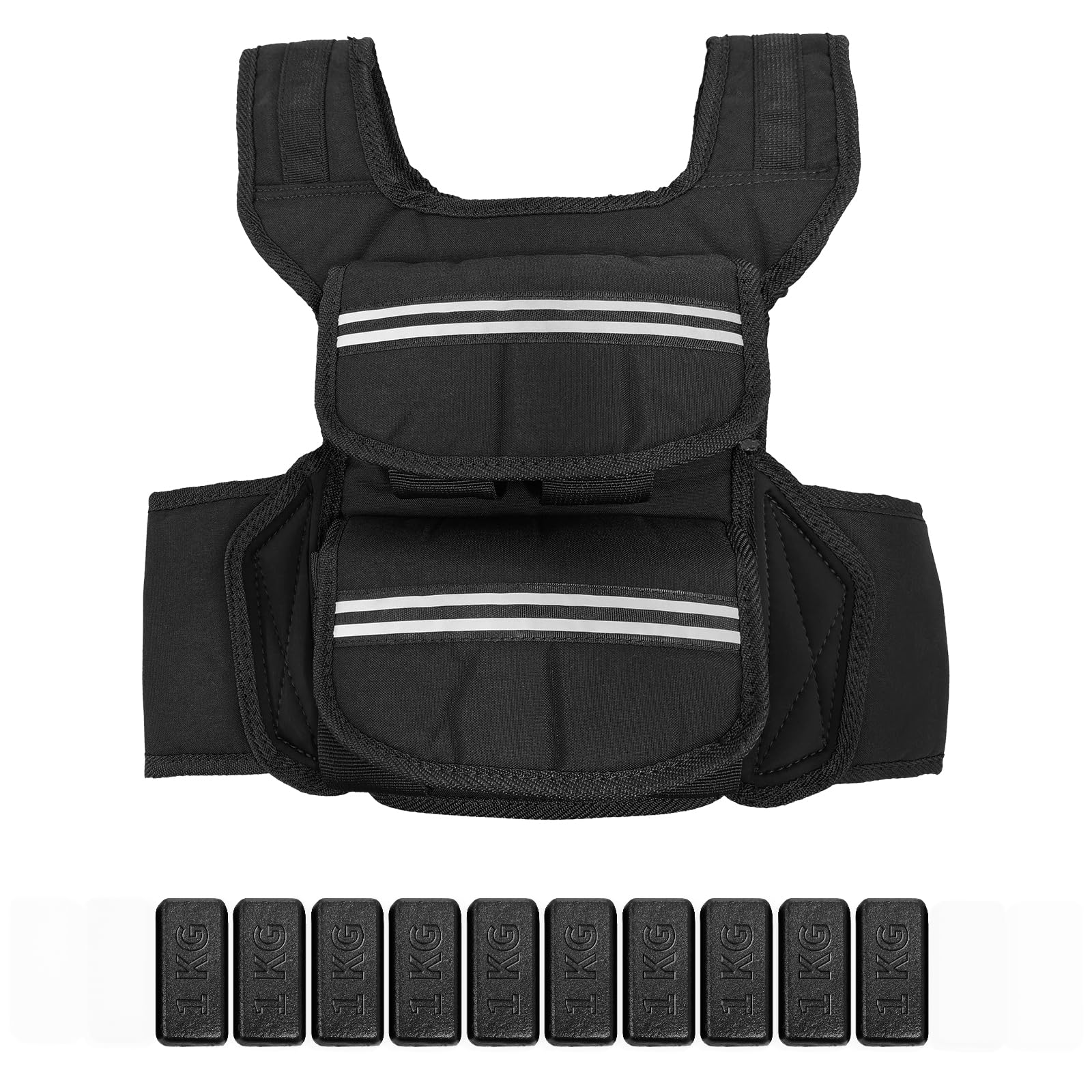Weighted Vest for Men 25 35 45 LBS Adjustable Weight Vest with Shoulder Pads Reflective Stripe Pockets for