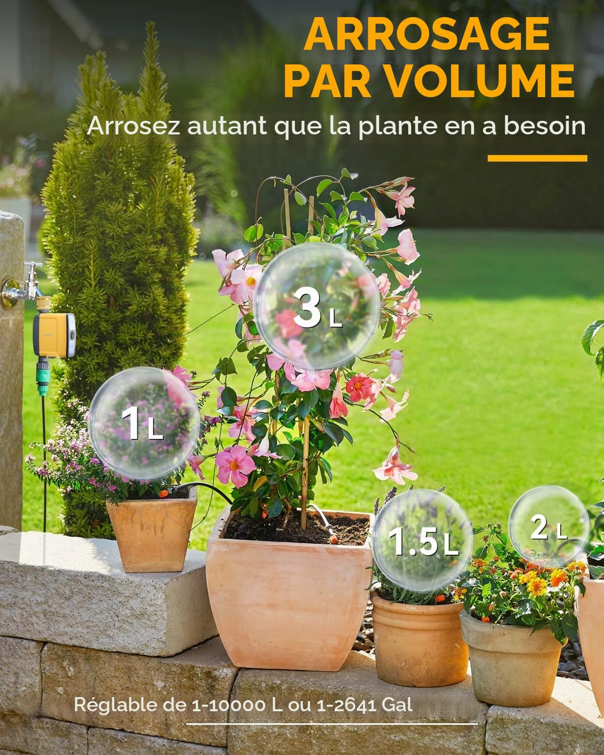 RAINPOINT Programmateur Arrosage WiFi 2,4 GHz, Entrée en Laiton, Minuteur Arrosage Automatique avec App/Commande Vocale, Irrigation Basée sur la Météo/L'humidité du Sol pour Jardin, Pelouse, Serre