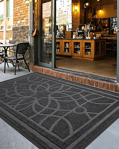 Miniatura 8 de DEXI Tapete de bienvenida resistente y duradero de perfil bajo para puerta delantera, patio, garaje, zonas de alto tráfico, 48 x 72 pulgadas, gris