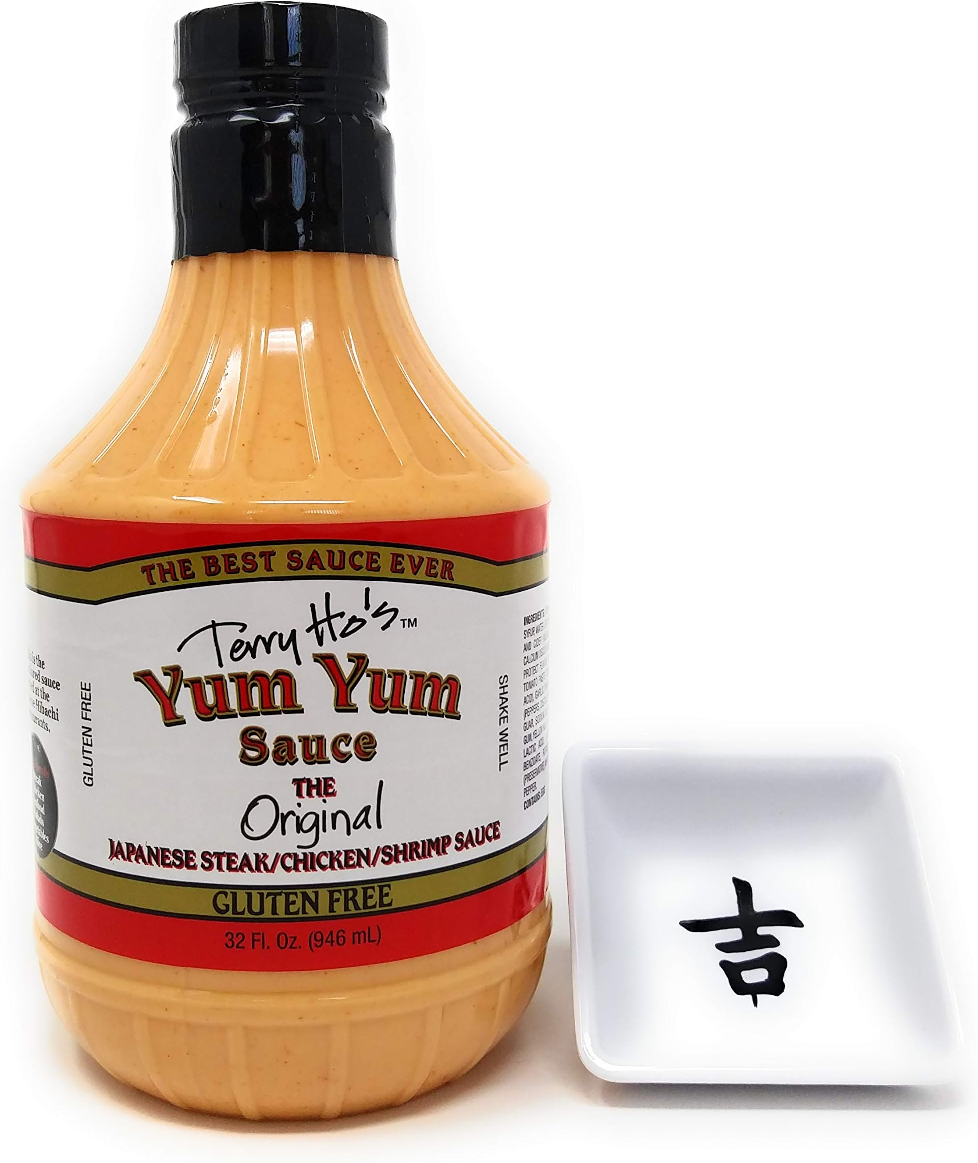 Terry Ho's Yum Yum Sauce Bundle - The Original Japanese Steak/Chicken/Shrimp/Rice Sauce and a Hibachi Restaurant Cup - The Best Pink Sauce in the Biggest Bottle Ever (32 oz)