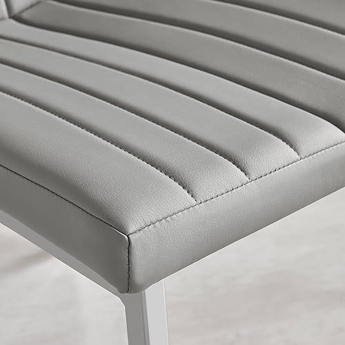 Miniatura 7 de Furniturebox UK Sillas de comedor - 2 sillas de comedor modernas ISCO de piel sintética de metal cromado acolchado de espuma profunda contemporánea