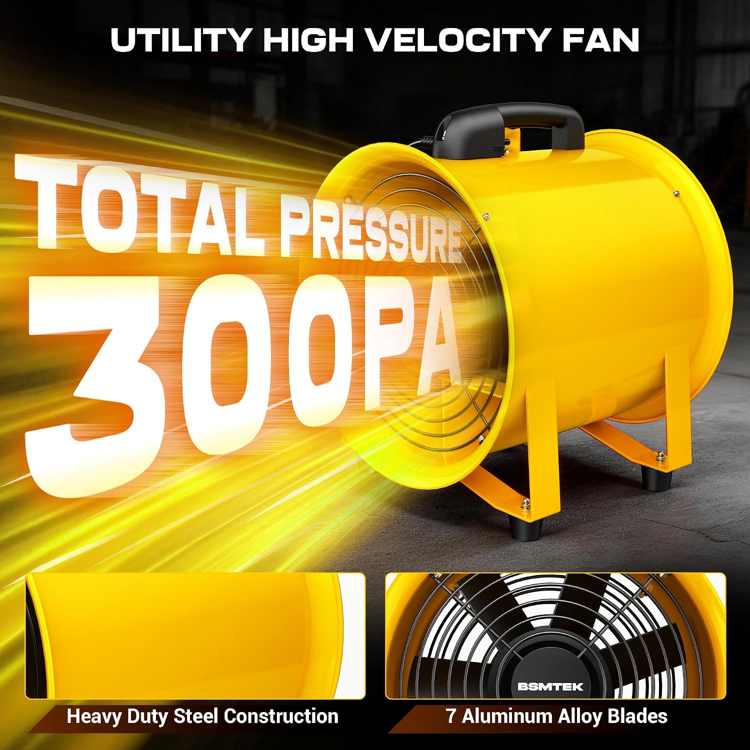 12" High Velocity Blower Fan, 3500CFM 550W Industrial Air Mover Portable Exhaust Fan with 33FT Duct Hose, Heavy-Duty Ventilator for Crawl Space Basement Workshop Warehouse Confined Space thumbnail