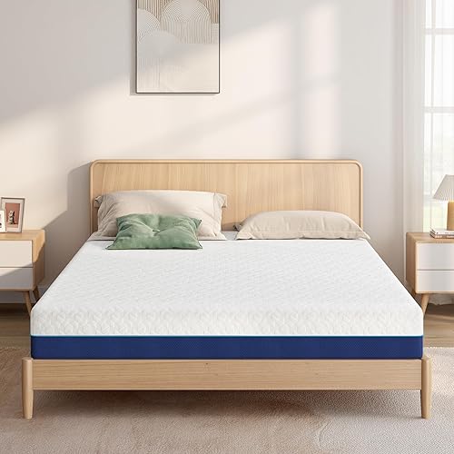 Miniatura 23 de Colchón King de 14 pulgadas de Espuma Viscoelástica Medio con Gel Refrescante de Té Verde, Certificado CertiPUR-US, Transpirable y de Soporte Azul