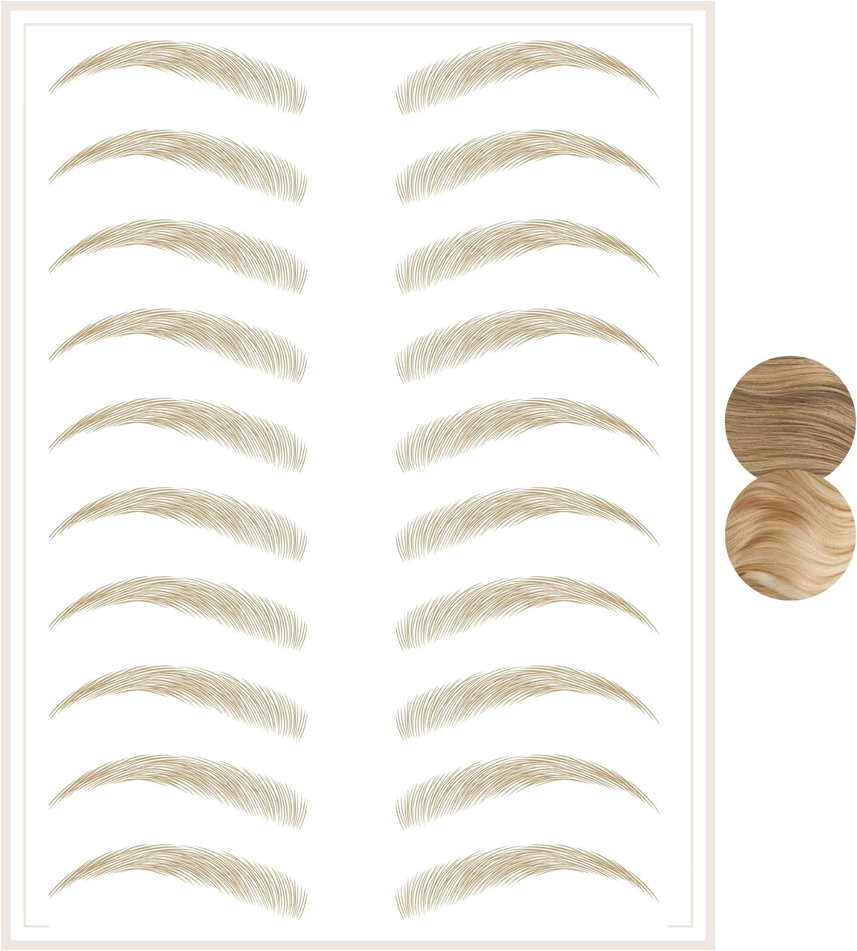 Studio & Co Temporary Eyebrow Tattoos Waterproof Eyebrow Stickers, False Tattoos Hair Like Peel Off Instant Transfer Brow curved blonde