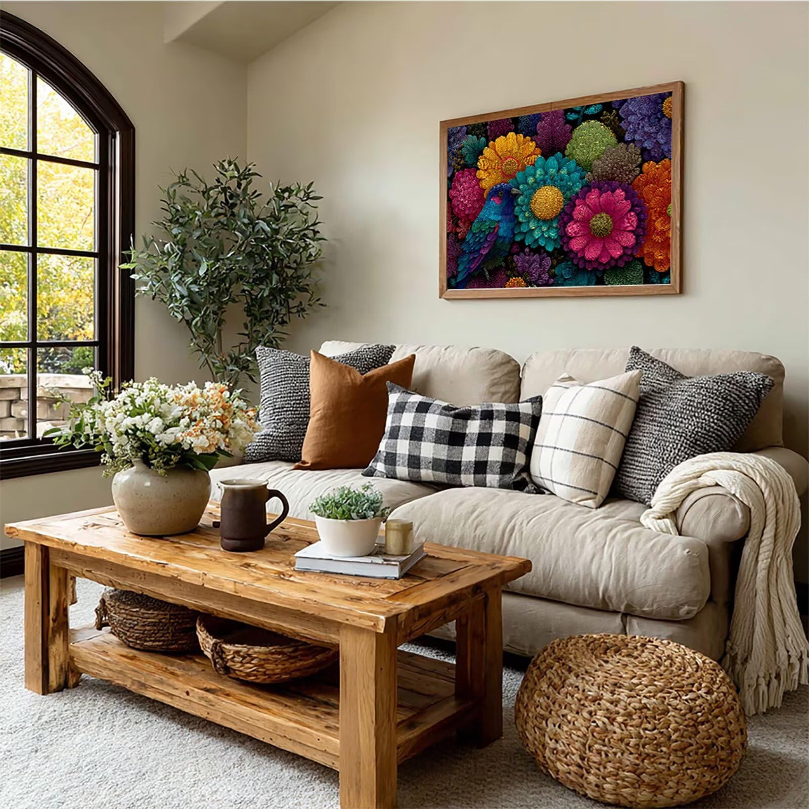Puzzle 3000 elementów dla dorosłych kwiat, drewniane puzzle 122 x 81 cm, dla mężczyzn kobiet starszych seniorów, części ściśle do siebie pasują, dekompresja, dekoracja ścienna, prezenty dla