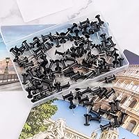 Vista 2 de Yalis Pines de empuje de 100 unidades de tachuelas negras estándar de punta de acero y cabeza de plástico