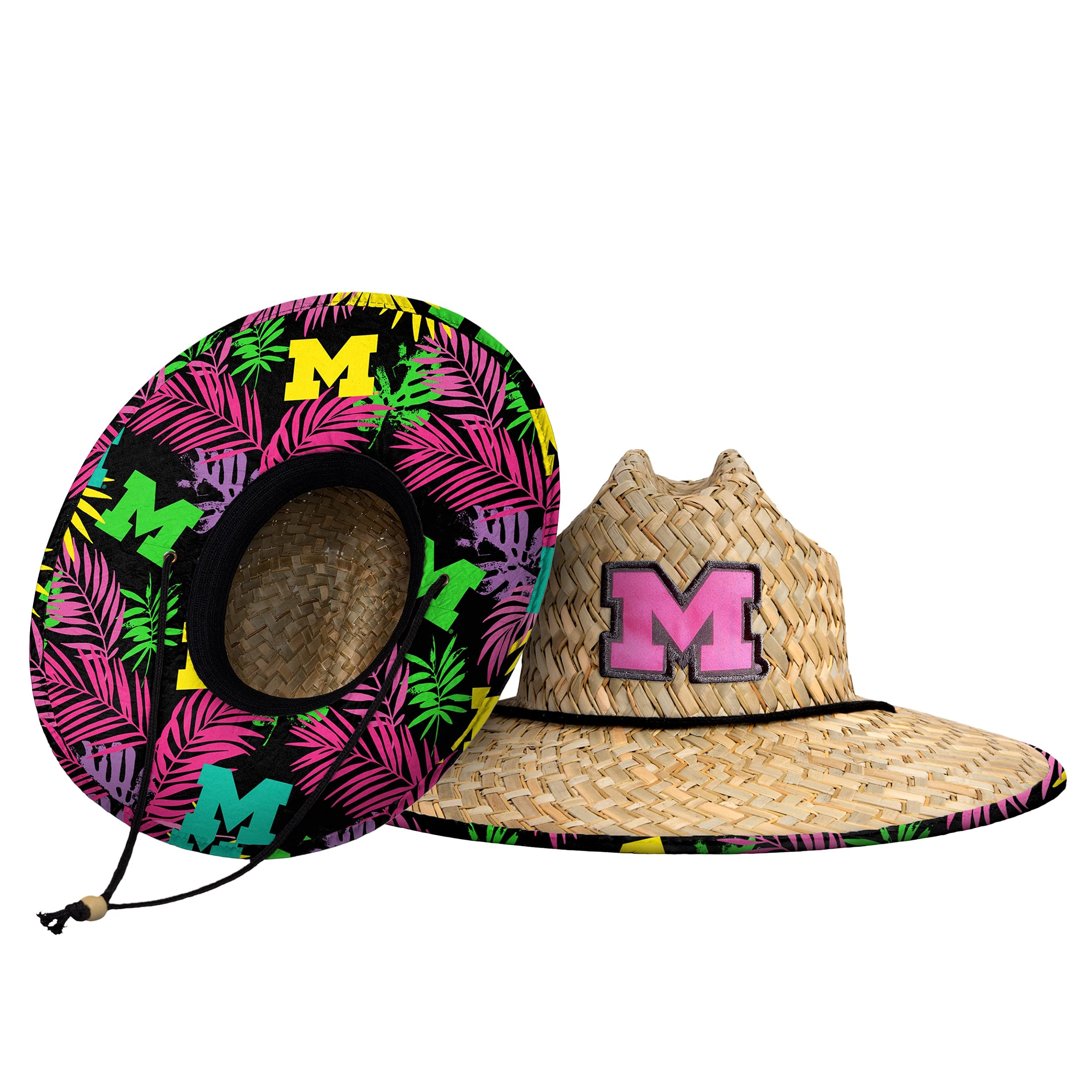 FOCO Men's NCAA College Team Logo Floral Straw Sun Hat