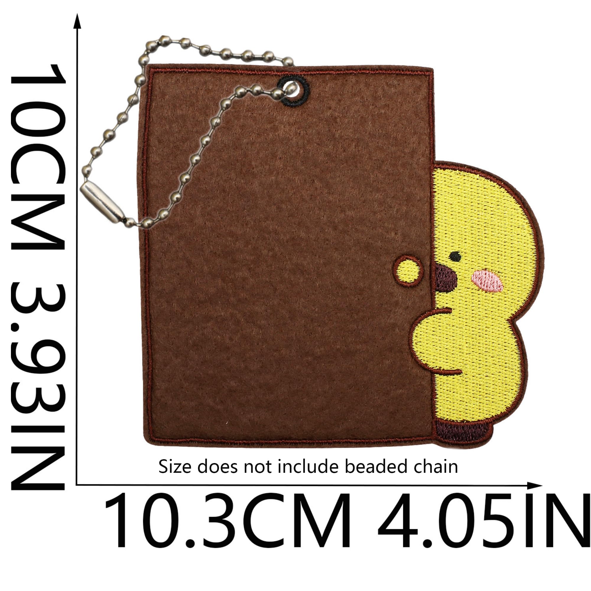 Naprasowanie w kształcie kciuka, naklejki z tkaniny DIY zawieszki bagażowe z łańcuszkiem kulkowym, filcowa podstawa w stylu INS zawieszki do torby, 9 cm x 10,2 cm