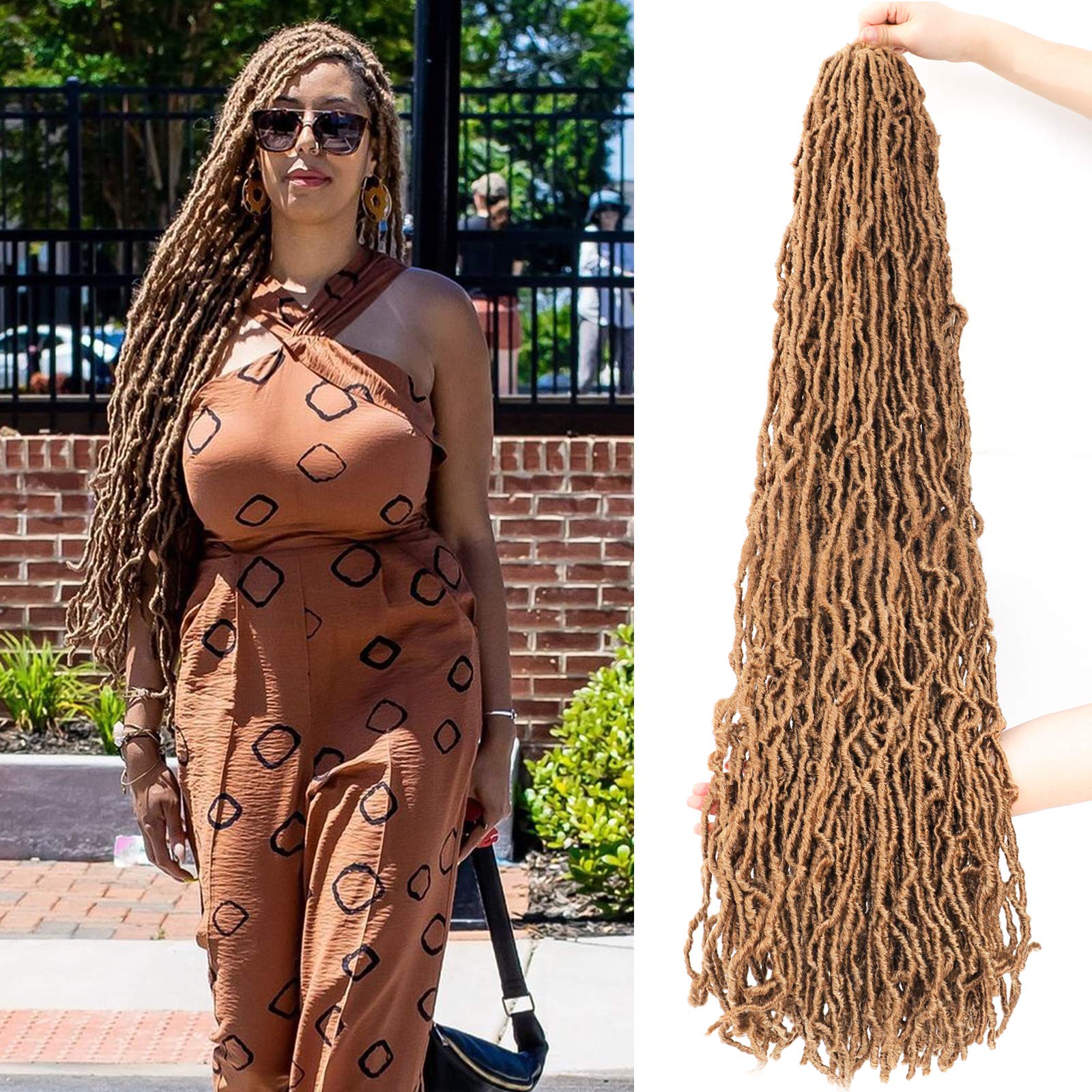 Soft Locs Crochet Hair Long 36 Inch Crochet Braid for Black Women, 6Packs New Faux Locs for Distressed Locs, Natural Pre Looped Butterfly Style Hair (36Inch, 6Packs, #27)