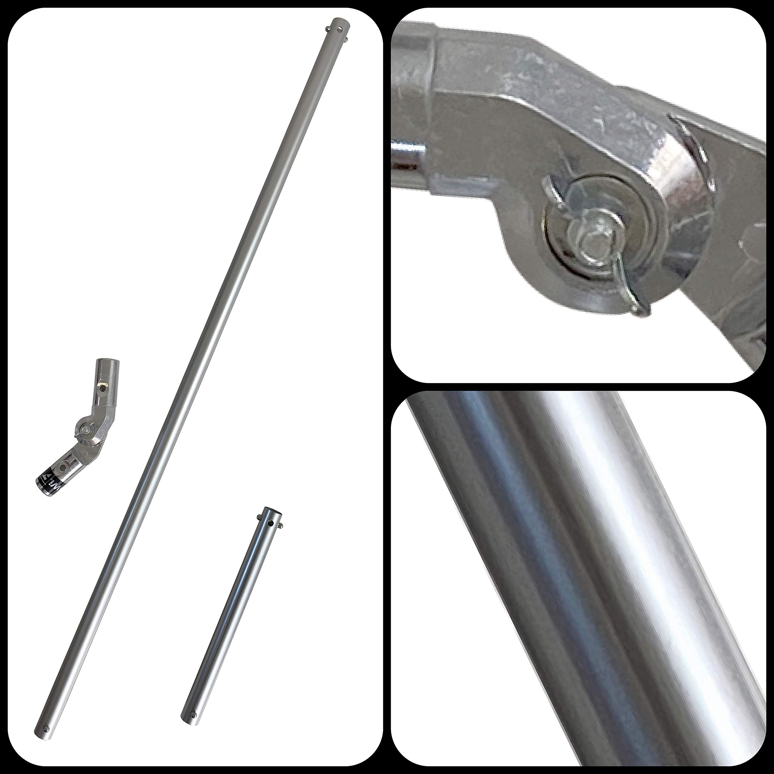 FenWi Aluminium Drehgelenk Set - Alu-Gelenk mit 20 + 80cm-Verlängerung als Zubehör für Teleskopstangen und Fensterwischer-Set`s - ideal für Starke Fenster-Leibungen und große Winkel