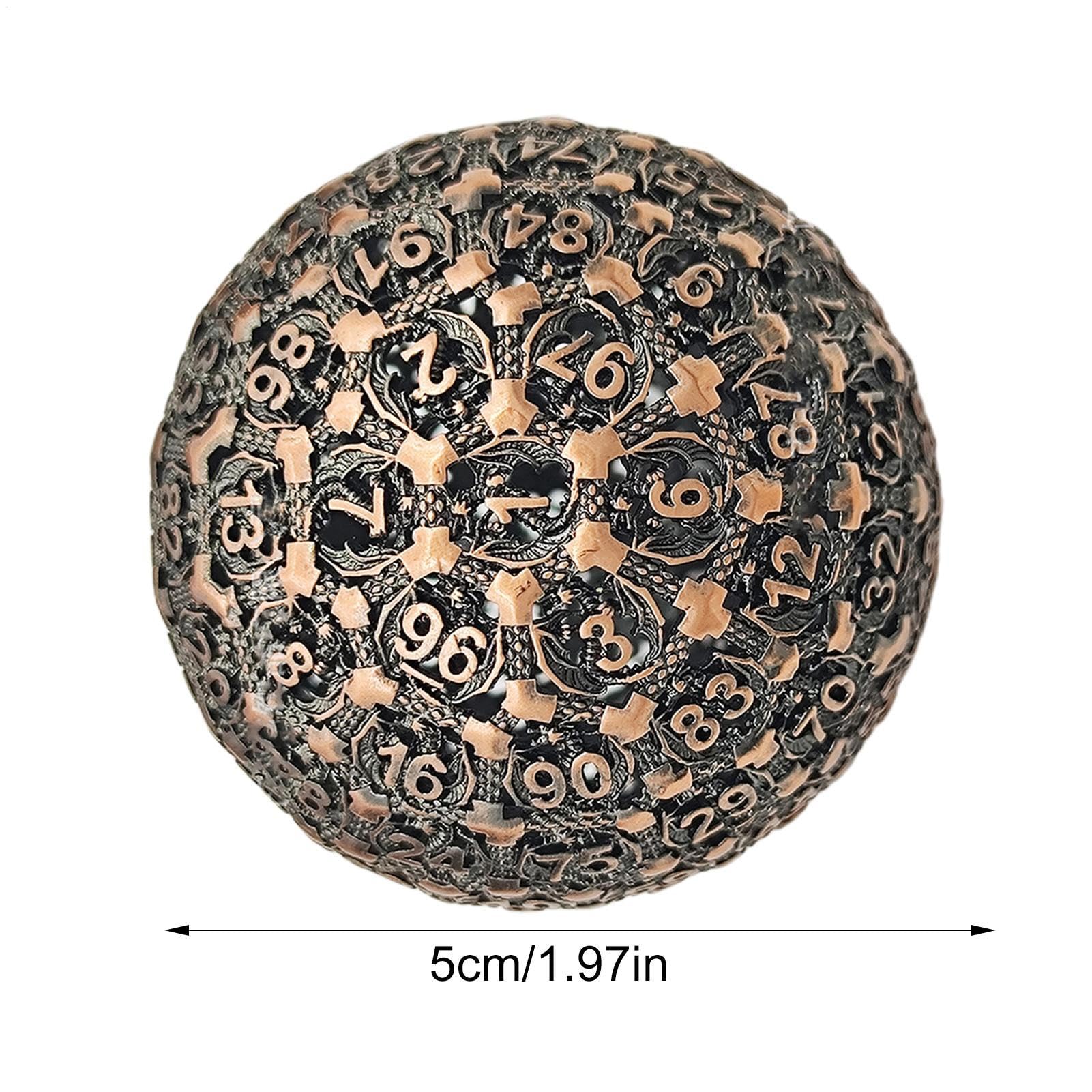 Heavy 100-Sided Rpg Metal Dice, Precision Numbered Game Die, Solid Collectors D100 for Fantasy Gamings, Role Adventure Accessory for Dungeon Masters and Fans, 1.97x1.97 Inches