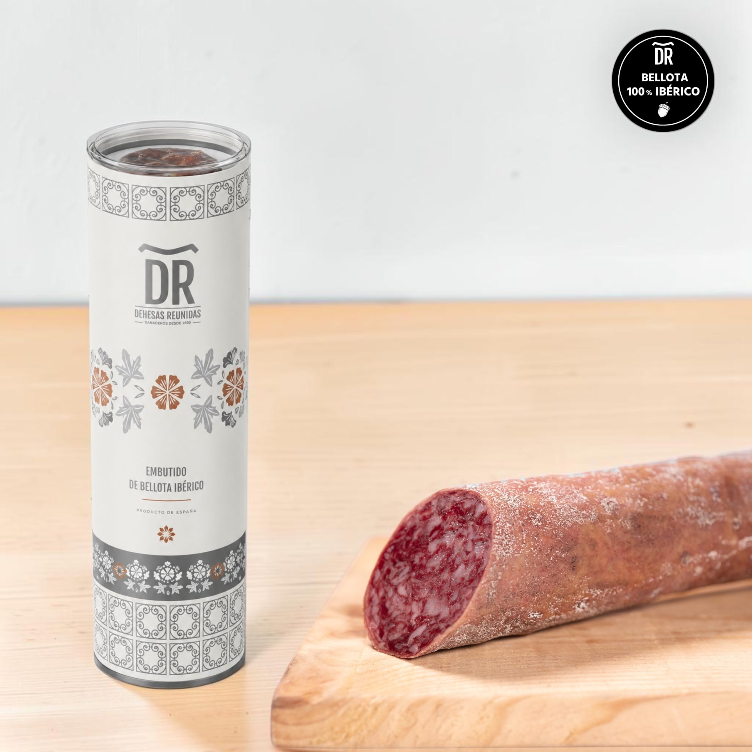 Dehesas Reunidas Saucisson ibérique de Bellota Cular, demi-pièce - 100% porc ibérique, affinage artisanal