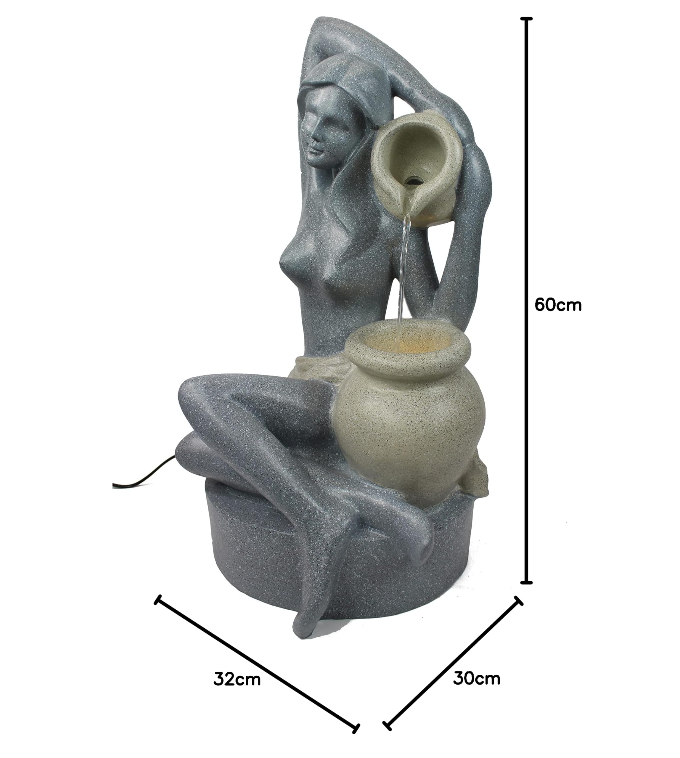 Gartenbrunnen mit LED Beleuchtung BK861 60 cm Springbrunnen Granit-Optik Zimmerbrunnen Wasserspiel Terrassenbrunnen Gartendekoration