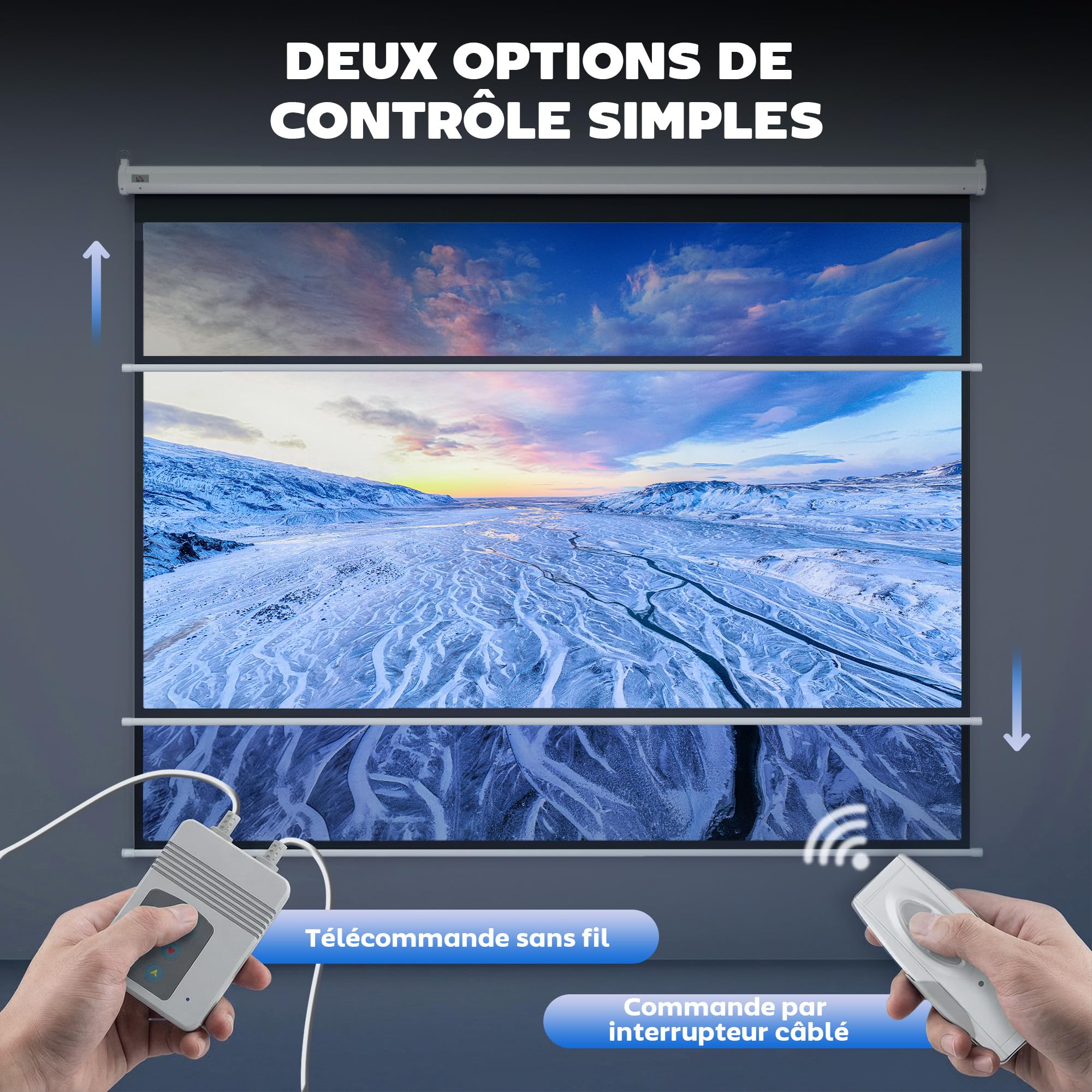 HOMCOM Écran Vidéoprojecteur 84 Pouces 4:3 4K HD Motorisé Électrique Montage Mural Plafond