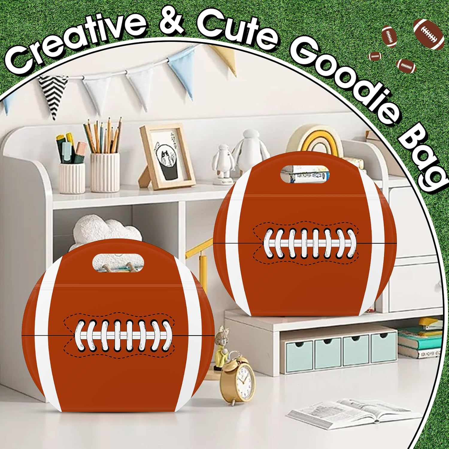 24pcs Football Snack Bags with Handles Reusable Sealed Stand-Up Goody Bags, Football Themed Party Favors Birthday Supplies for Team Practice/Game Day, Gifts for Football Lovers, Players, Coaches - Image 4