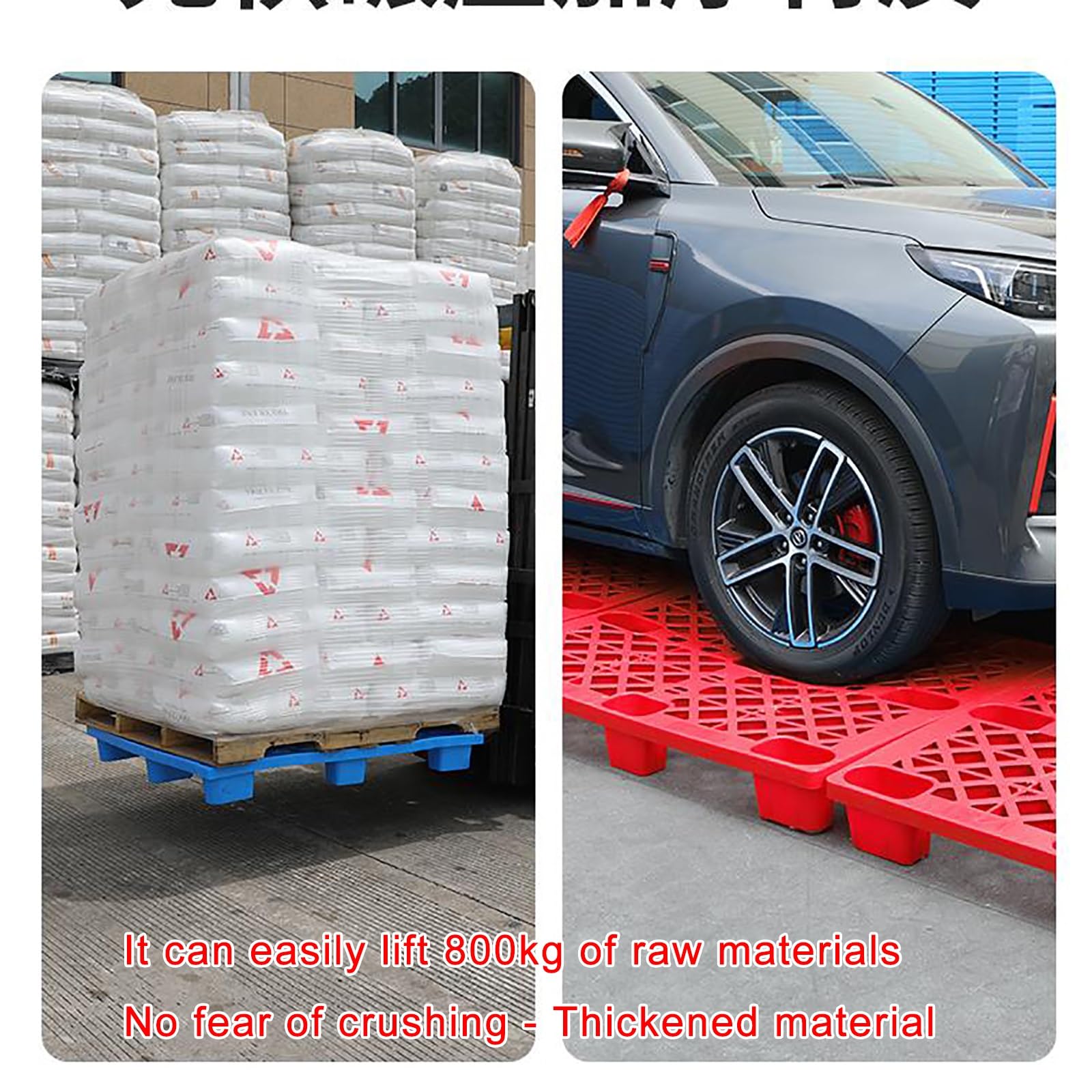 Palette d'expédition emboîtable en plastique imperméable en polyéthylène idéale pour une utilisation en intérieur/extérieur dans les cuisines à gaz et les sous-sols (gris)