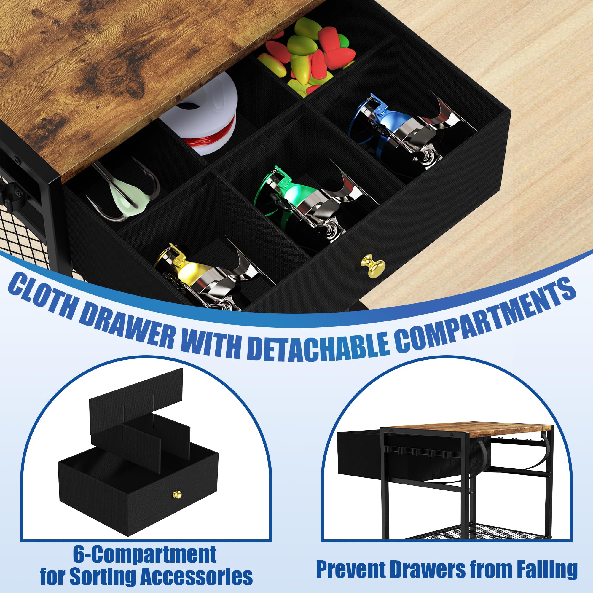Supporto Per Canne Da Pesca In Legno Con Rotazione 360° – Contiene Fino A 16 Canne – Organizer Da Garage - 4