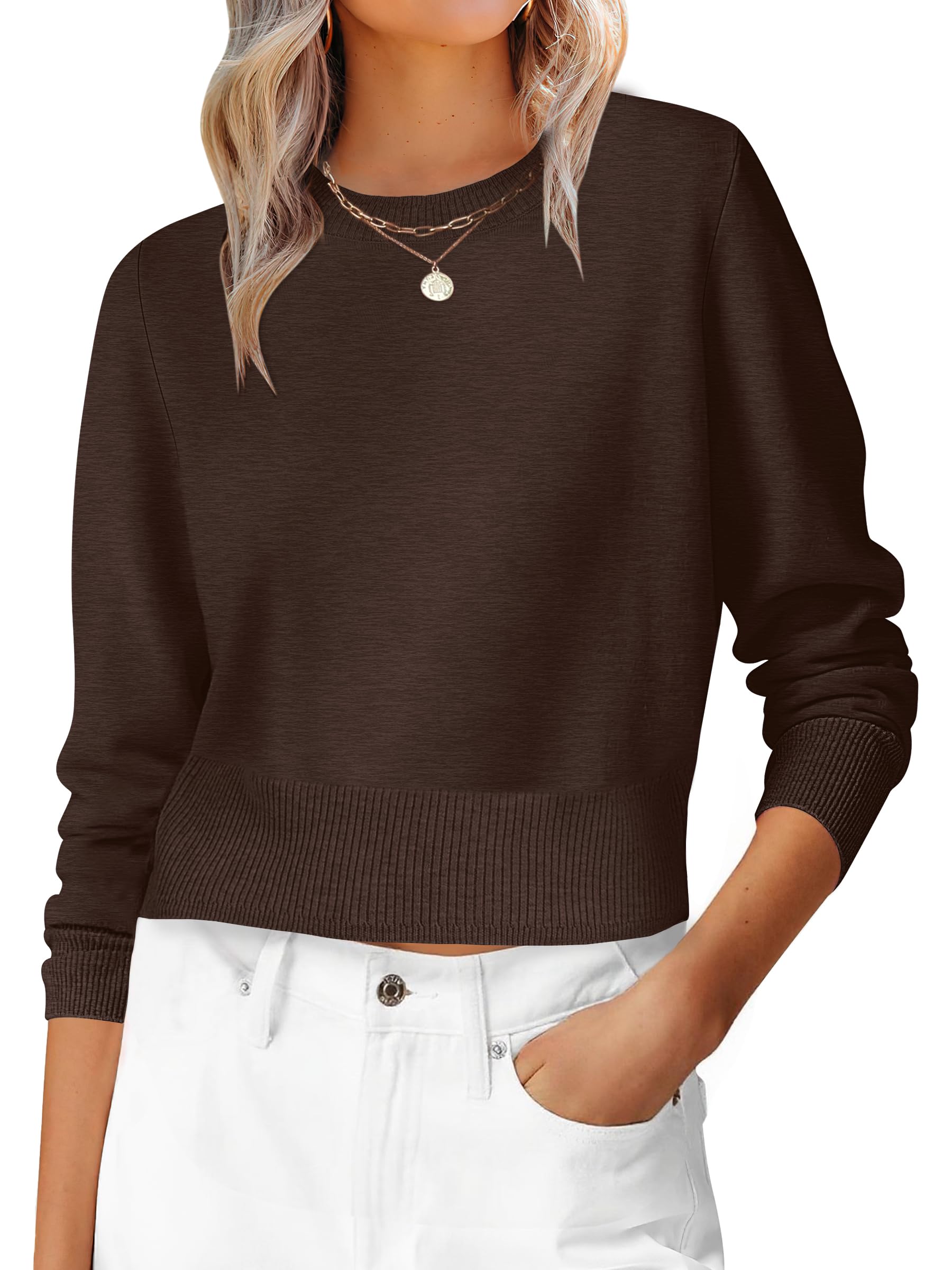 ANRABESS Women’s Long Sleeve Sweaters Cropped Crew Neck | Business Casual Tops,Light Weight Comfy Knit,Pullover ShortSweater,Basic Classic,Fall Fashion Winter Layer Clothes