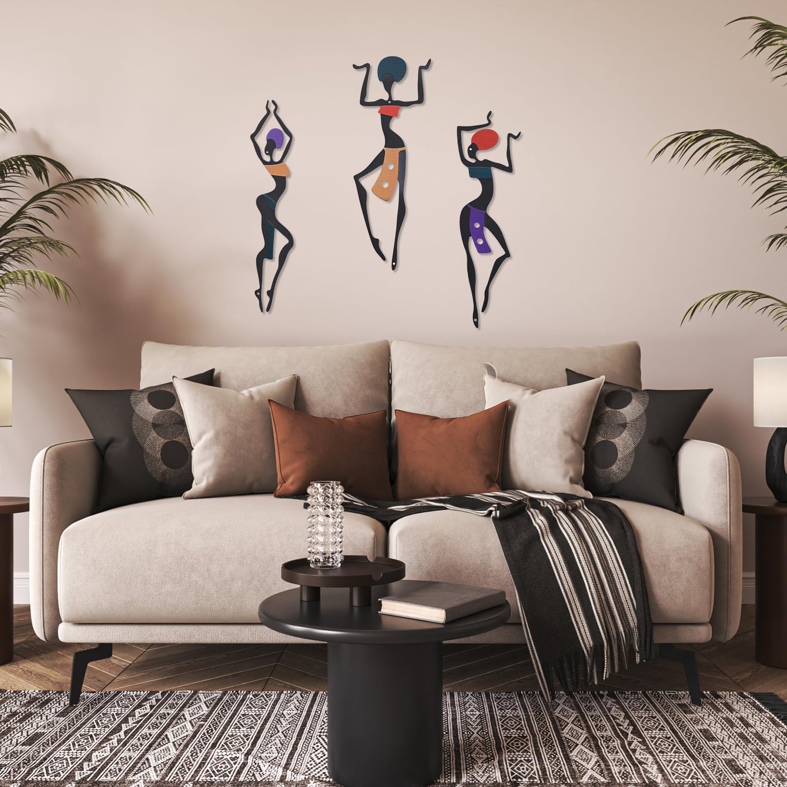 Duisoad Decoration Murale Metal Noir, Décoration Murale Minimaliste Décorations Murales En Métal Pour Salon, Chambre, L'appartement, Décoration Murale