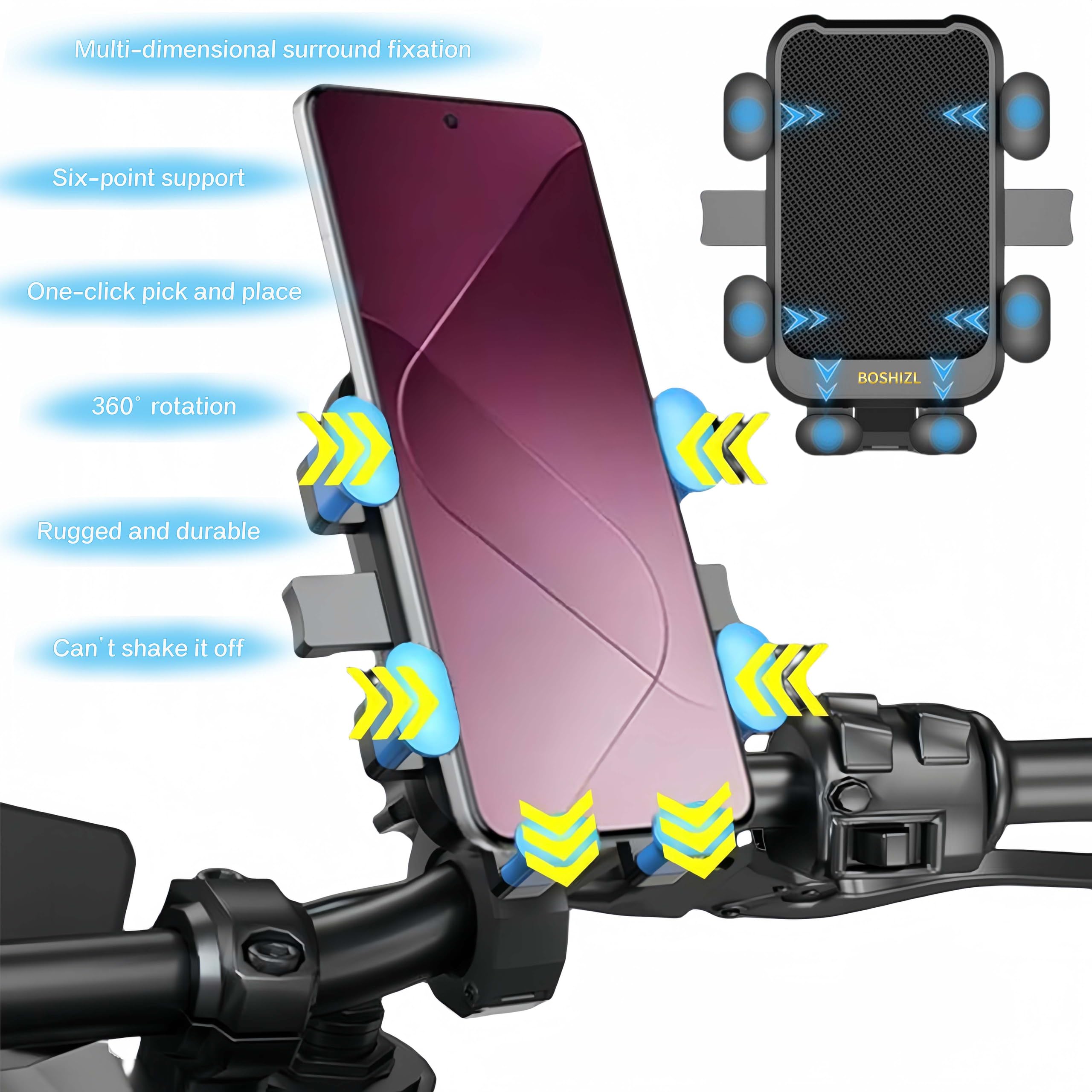 BOSHIZL Six Claws Motorcycle Bike Bicycle Harley Electrical Scooter Cell Phone Handlebar Holders for Mounting Compatible 4.5